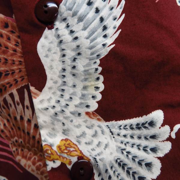 実際に弊社で買取させて頂いたCALEE/キャリー 総柄/和柄/鳥 半袖シャツ/アロハシャツ Sの画像 5枚目