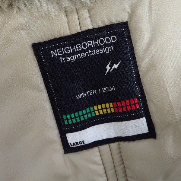 実際に弊社で買取させて頂いたNEIGHBORHOOD×fragment design/ネイバーフッド×フラグメントデザイン フェイクファー N-2B 中綿ジャケット/Lの画像 2枚目
