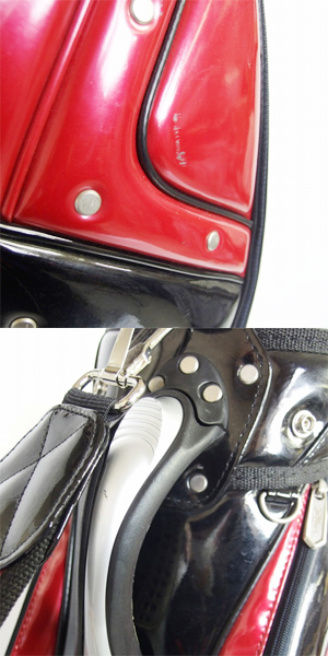 希少 美品 タイトリスト CB431 スタッズ エナメル キャディバッグ レッド  Titleist⁄タイトリスト 9.5型47インチ スタッズ エナメルキャディ