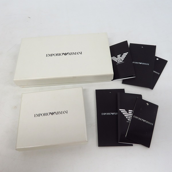 実際に弊社で買取させて頂いたEMPORIO ARMANI/エンポリオアルマーニ レザー 6連キーケース/ラウンドジップ長財布 オレンジ 2点セット の画像 9枚目