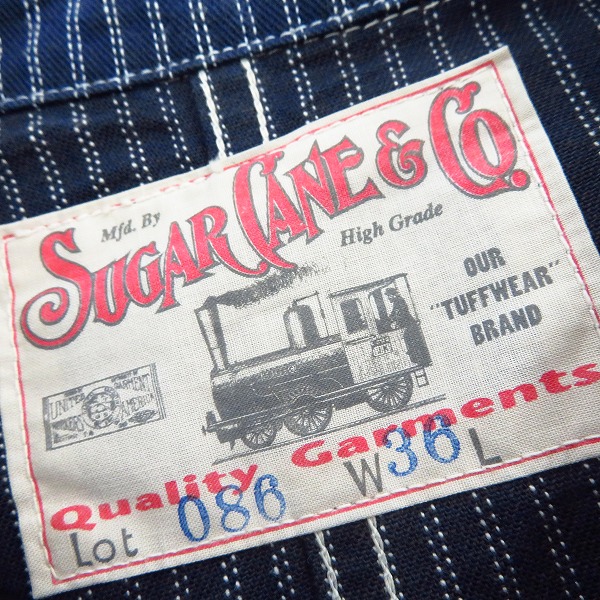 実際に弊社で買取させて頂いたSUGAR CANE/シュガーケーン フィクションロマンス ツイルストライプ カバーオール SC14086-421/36の画像 2枚目