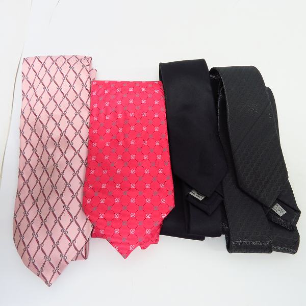 実際に弊社で買取させて頂いた【未使用含む】GUCCI/グッチ LOEWE/ロエベ Christian Dior/クリスチャンディオール 総柄/ロゴ デザイン ネクタイ 4点セット