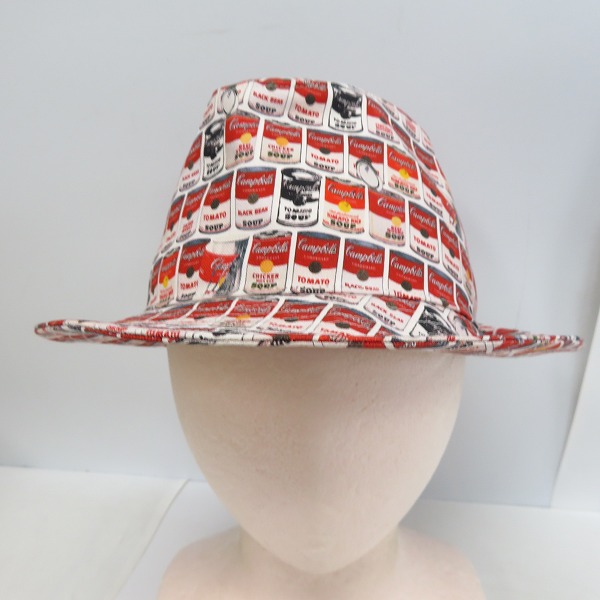 実際に弊社で買取させて頂いたCA4LA/カシラ Andy Warhol/アンディ・ウォーホル トマトスープ缶/総柄 中折れハット　日本製の画像 1枚目