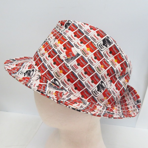 実際に弊社で買取させて頂いたCA4LA/カシラ Andy Warhol/アンディ・ウォーホル トマトスープ缶/総柄 中折れハット　日本製の画像 2枚目