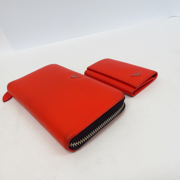 実際に弊社で買取させて頂いたEMPORIO ARMANI/エンポリオアルマーニ レザー 6連キーケース/ラウンドジップ長財布 オレンジ 2点セット の画像 2枚目