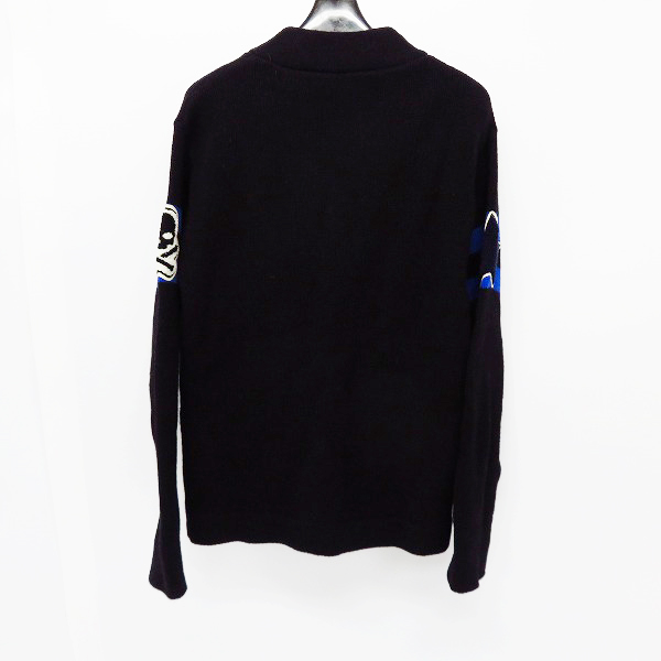 実際に弊社で買取させて頂いたHYDROGEN/ハイドロゲン ユニオンジャック/スカル ワッペン付 ウールカーディガン ブラック Size：XS の画像 1枚目