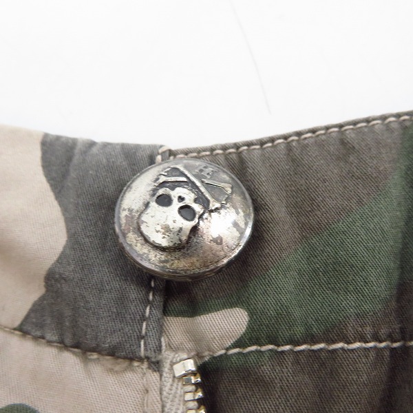 実際に弊社で買取させて頂いたHYDROGEN/ハイドロゲン カモフラ/迷彩柄 スカル刺繍 コットンパンツ Size：30の画像 5枚目