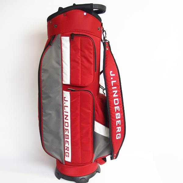 実際に弊社で買取させて頂いたJ.LINDEBERG/ジェイリンドバーグ 9型47インチ対応キャディバッグ レッド JL-014の画像 2枚目