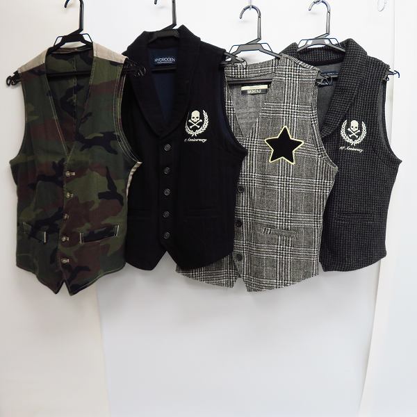実際に弊社で買取させて頂いたHYDROGEN/ハイドロゲン カモフラ/迷彩柄/チェック柄 等 ベスト/ジレ 4点セット