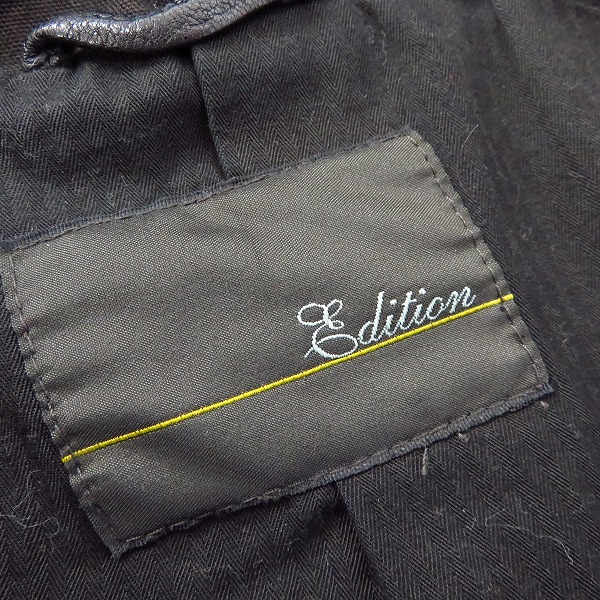 実際に弊社で買取させて頂いたEdition/エディション フード付き 山羊革/ゴートレザージャケット ブラック/48の画像 3枚目