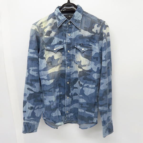実際に弊社で買取させて頂いたHYDROGEN/ハイドロゲン カモフラ/迷彩柄 スカル刺繍 ロングスリーブ/長袖 シャツ Size：S 