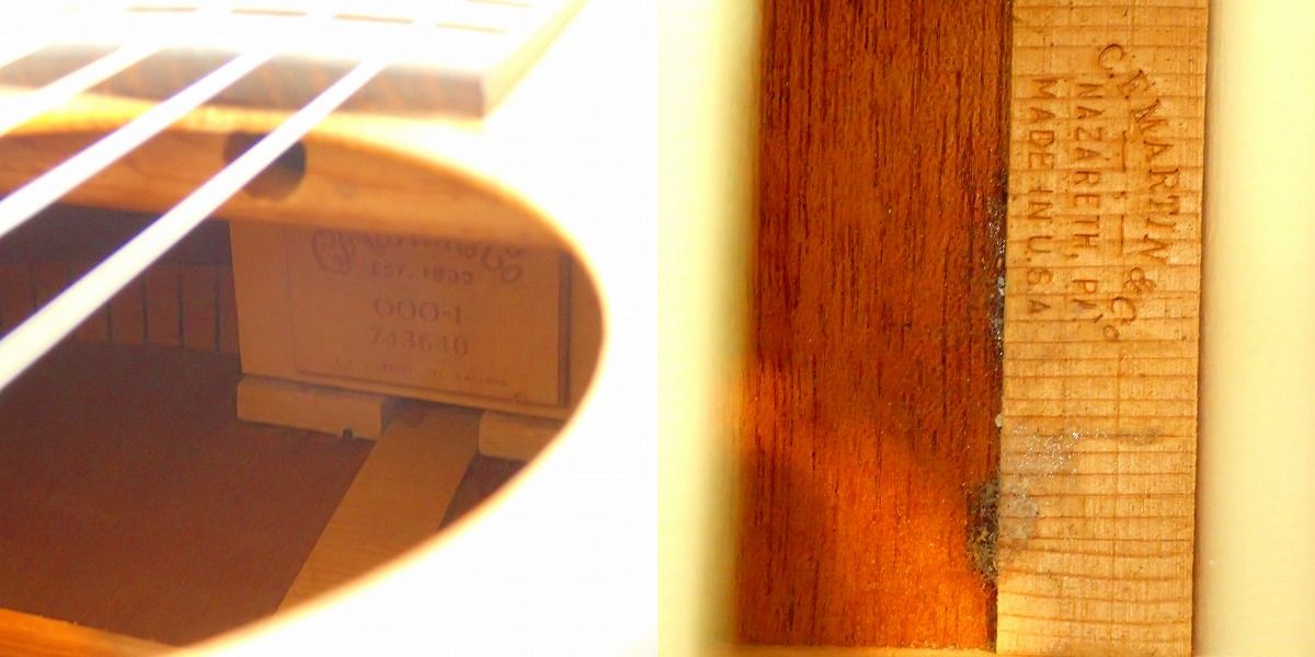 実際に弊社で買取させて頂いた★【修復有り/ジャンク】Martin/マーティン OOO-1 アコースティックギターの画像 4枚目