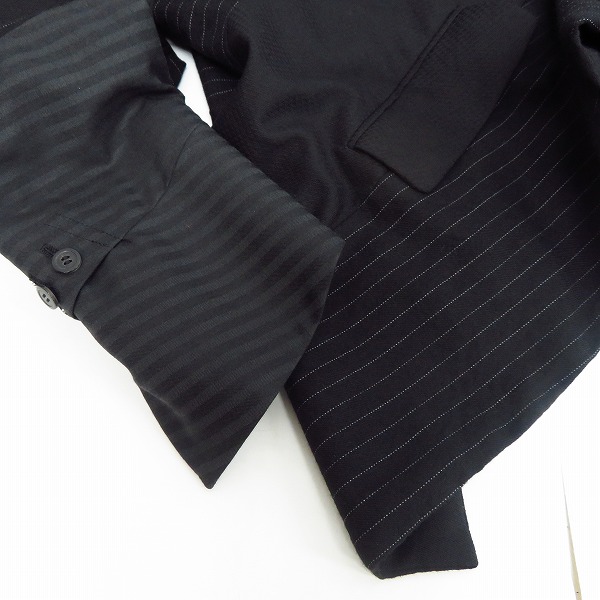 コムデギャルソンオムプリュス 15AW AD2015螺旋パッチワークストライプ長袖シャツ M ホワイト×ブルー 【713091_1】【99】 COMME des GARCONS HOMME PLUS - COMME des GARCONS HOMME PLUS パッチ