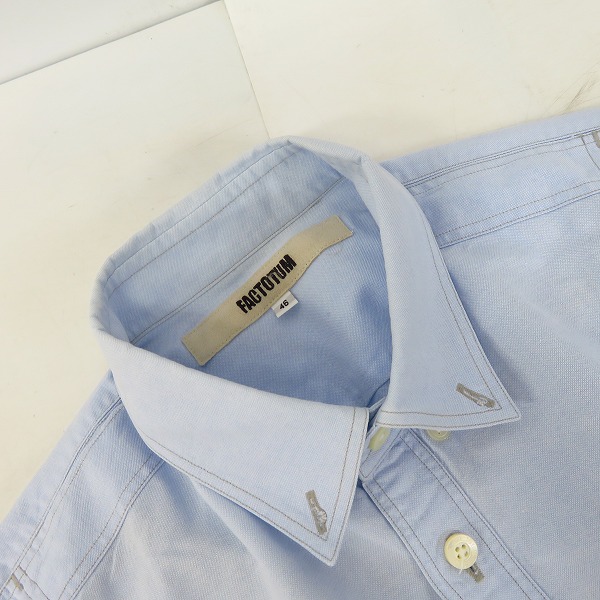 実際に弊社で買取させて頂いたFACTOTUM/ファクトタム F刺繍 シャンブレーシャツ 46の画像 4枚目