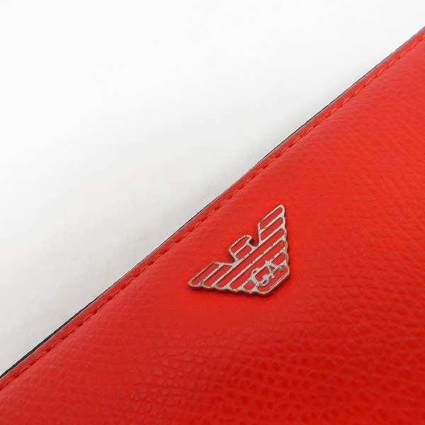 実際に弊社で買取させて頂いたEMPORIO ARMANI/エンポリオアルマーニ レザー 6連キーケース/ラウンドジップ長財布 オレンジ 2点セット の画像 5枚目