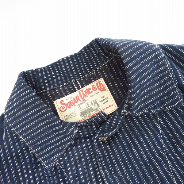 実際に弊社で買取させて頂いたSUGAR CANE/シュガーケーン フィクションロマンス ツイルストライプ カバーオール SC14086-421/36の画像 6枚目