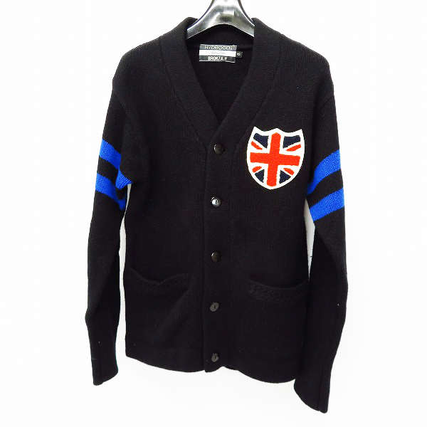 実際に弊社で買取させて頂いたHYDROGEN/ハイドロゲン ユニオンジャック/スカル ワッペン付 ウールカーディガン ブラック Size：XS 