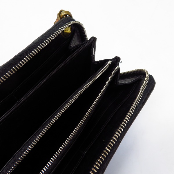 実際に弊社で買取させて頂いたBWL/ビルウォールレザー ラウンドジップ アリゲーター ウォレット/長財布 ブラス ウォレットチェーン付きの画像 3枚目