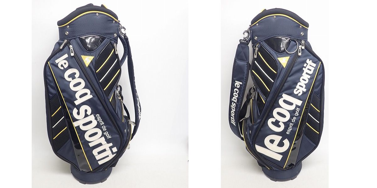 実際に弊社で買取させて頂いたle coq sportif/ルコック 9型 47インチ対応 5分割 ゴルフ キャディバッグ QQ1178 ネイビーの画像 2枚目