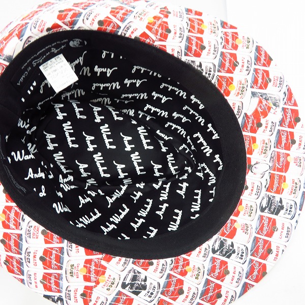 実際に弊社で買取させて頂いたCA4LA/カシラ Andy Warhol/アンディ・ウォーホル トマトスープ缶/総柄 中折れハット　日本製の画像 4枚目