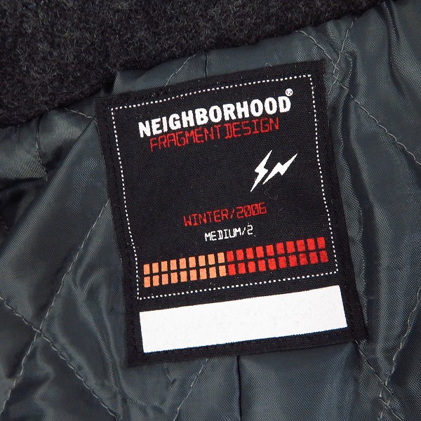 実際に弊社で買取させて頂いたNEIGHBORHOOD×Fragment Design/ネイバーフッド×フラグメント ウールPコート/グレー/Mの画像 2枚目