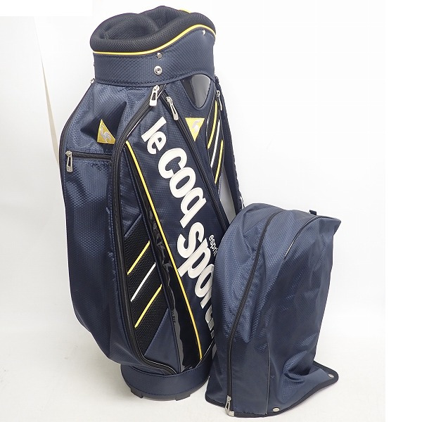 実際に弊社で買取させて頂いたle coq sportif/ルコック 9型 47インチ対応 5分割 ゴルフ キャディバッグ QQ1178 ネイビーの画像 1枚目