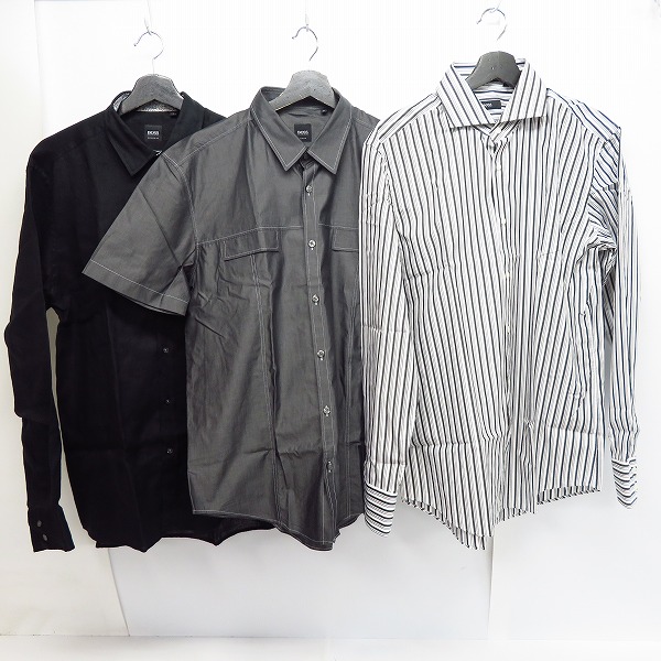 実際に弊社で買取させて頂いたHUGO BOSS/ヒューゴボス ストライプ/無地等シャツ 6点セットの画像 1枚目