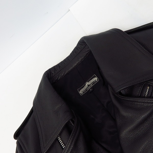 実際に弊社で買取させて頂いたBACK BONE/バックボーン COW HIDE/カウハイドレザー/真鍮バックル ダブルライダースジャケット BB09FW-LB01 Sの画像 5枚目