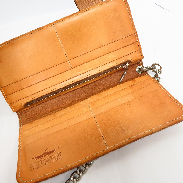 実際に弊社で買取させて頂いたFUNNY/ファニー カービングレザー コンチョ ロングウォレット/長財布 ウォレットチェーン付きの画像 3枚目