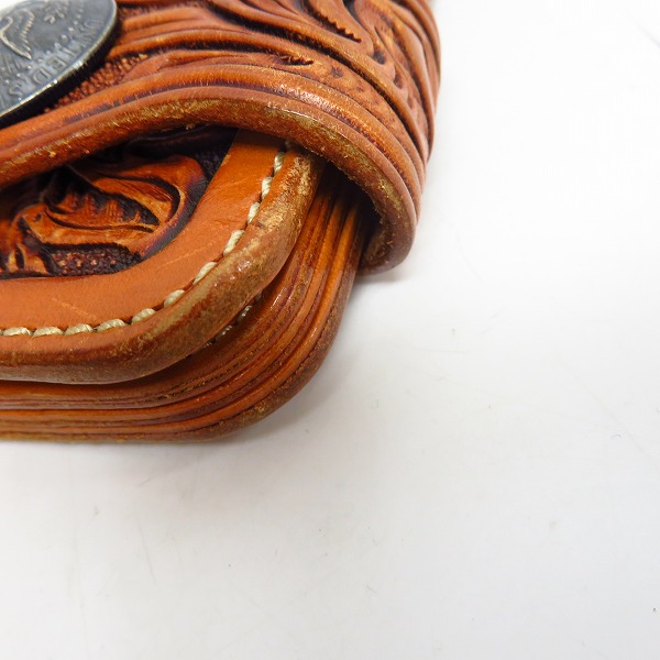 実際に弊社で買取させて頂いたFUNNY/ファニー カービングレザー コンチョ ロングウォレット/長財布 ウォレットチェーン付きの画像 7枚目