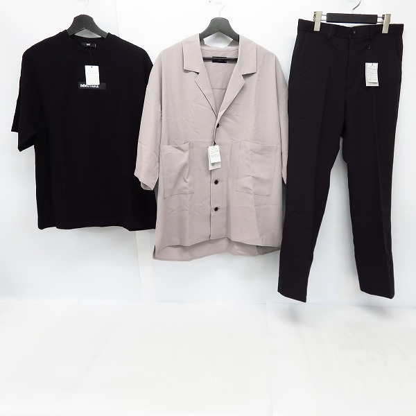 実際に弊社で買取させて頂いた【未使用】HARE/ハレ ワイドシルエット オープンカラーシャツ/半袖プリントTシャツ/スラックスパンツ S/M/3点セット