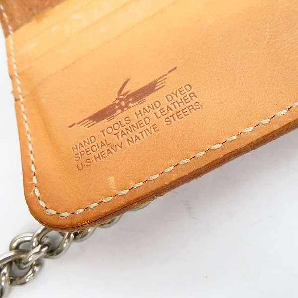 実際に弊社で買取させて頂いたFUNNY/ファニー カービングレザー コンチョ ロングウォレット/長財布 ウォレットチェーン付きの画像 5枚目