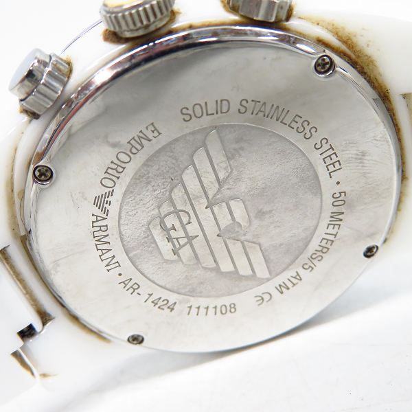 実際に弊社で買取させて頂いたEMPORIO ARMANI/エンポリオアルマーニ クロノグラフ セラミックバンド 腕時計 ＡＲ-1424【動作未確認】の画像 3枚目