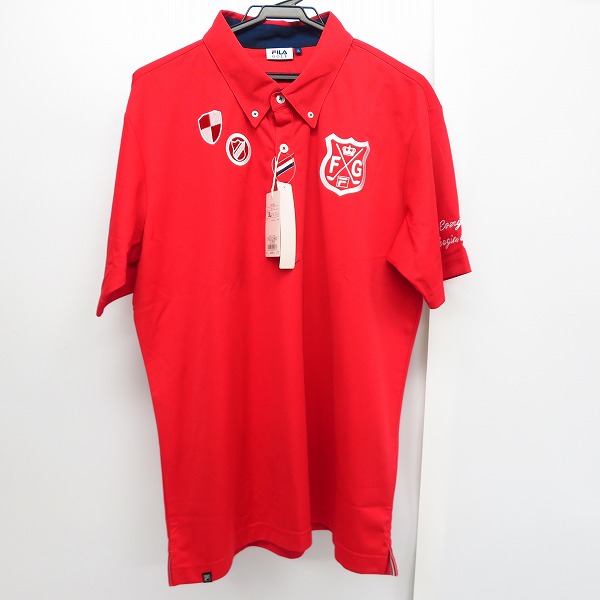 実際に弊社で買取させて頂いた【未使用】FILA/フィラ ゴルフ 半袖ボタンダウンシャツ 3L レッド