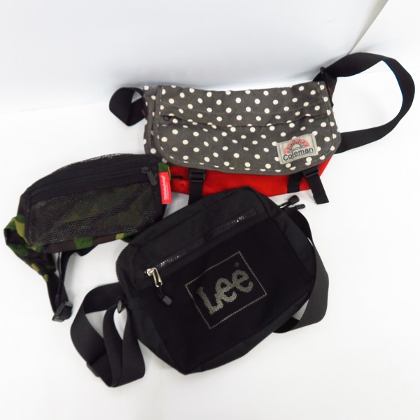 実際に弊社で買取させて頂いたManhattan Portage/マンハッタンポーテージ Coleman/コールマン Lee/リー ショルダーバッグ/ボディバッグ 3点セット