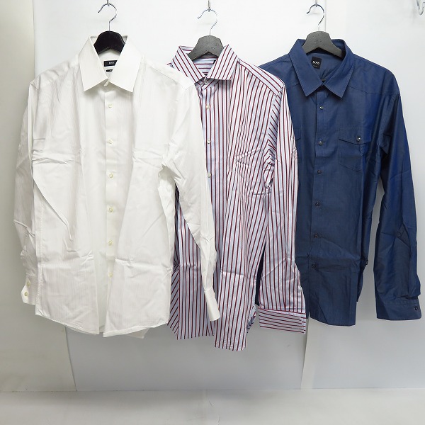 実際に弊社で買取させて頂いたHUGO BOSS/ヒューゴボス ストライプ/無地等シャツ 6点セットの画像 2枚目
