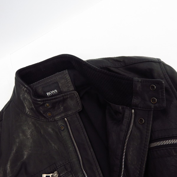 実際に弊社で買取させて頂いたHUGO BOSS/ヒューゴボス シングル ラムレザージャケット/US42Rの画像 5枚目