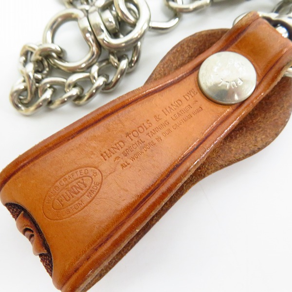 実際に弊社で買取させて頂いたFUNNY/ファニー カービングレザー コンチョ ロングウォレット/長財布 ウォレットチェーン付きの画像 9枚目