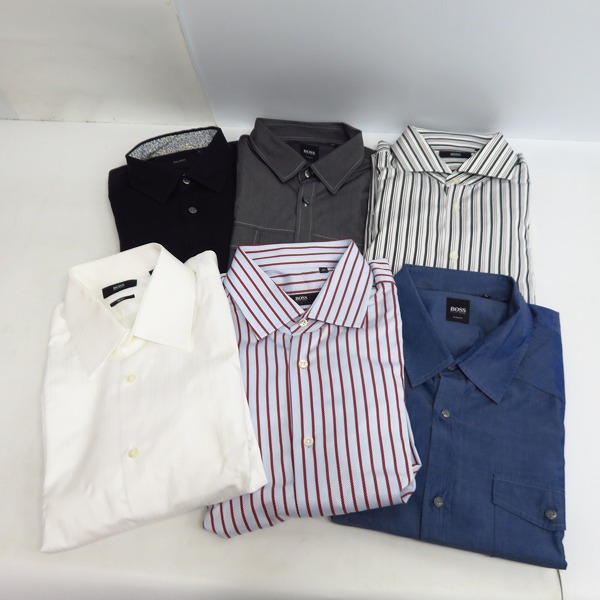 実際に弊社で買取させて頂いたHUGO BOSS/ヒューゴボス ストライプ/無地等シャツ 6点セット