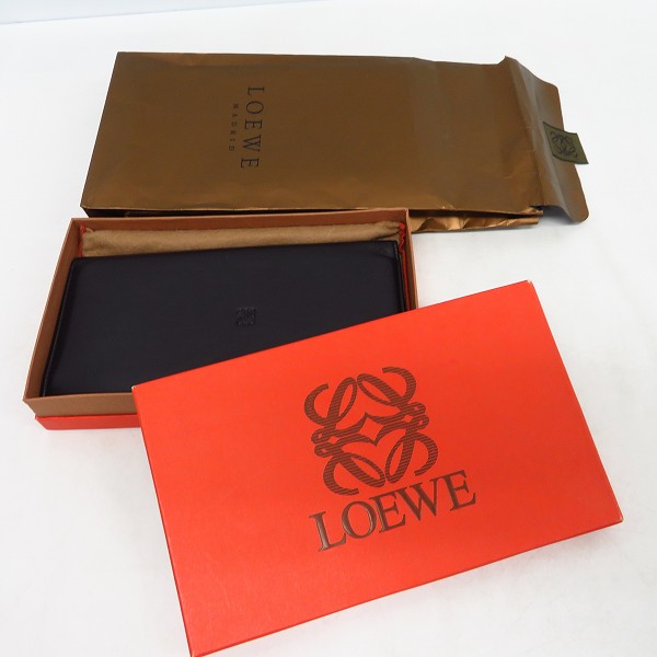 実際に弊社で買取させて頂いたLOEWE/ロエベ レザー 二つ折り 長財布/ロングウォレット ブラックの画像 6枚目
