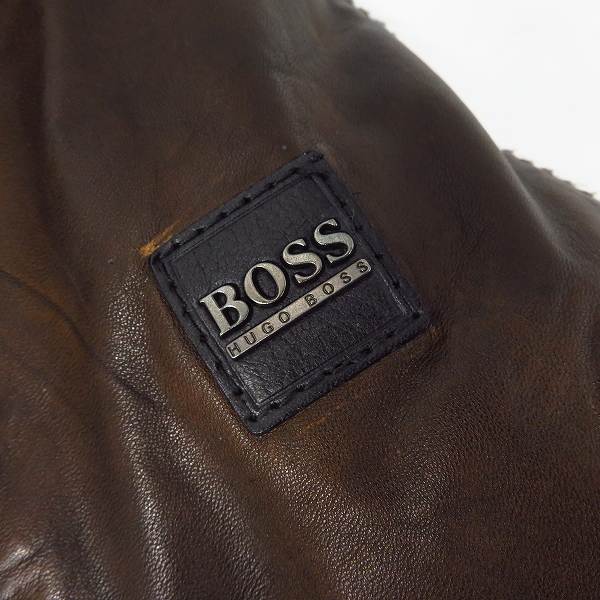 実際に弊社で買取させて頂いたHUGO BOSS/ヒューゴボス ラムレザー ライダースジャケット/40Rの画像 7枚目