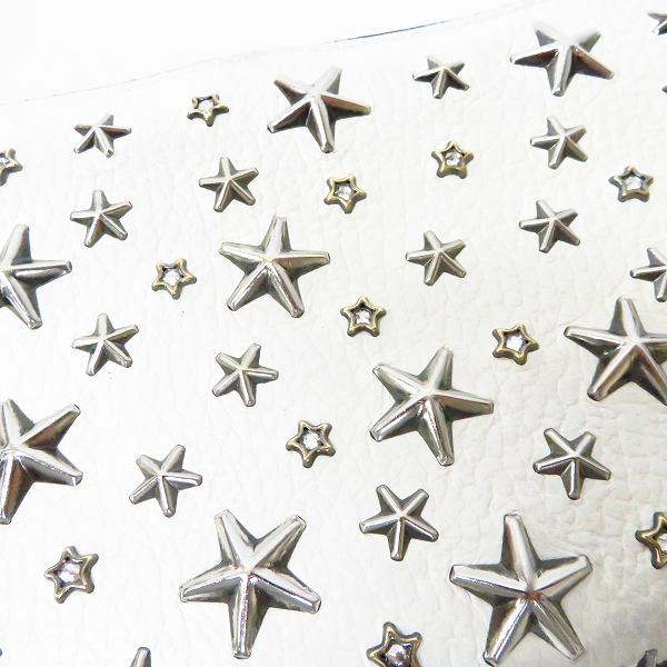 実際に弊社で買取させて頂いたJIMMY CHOO/ジミー チュウ クリスタルスター＆スタースタッズ ラウンドファスナー ウォレット/財布/白の画像 7枚目