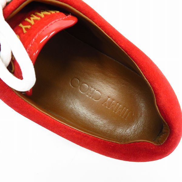 実際に弊社で買取させて頂いたJIMMY CHOO/ジミーチュウ パテント×スエード切り替えウィングチップスニーカー/44の画像 4枚目