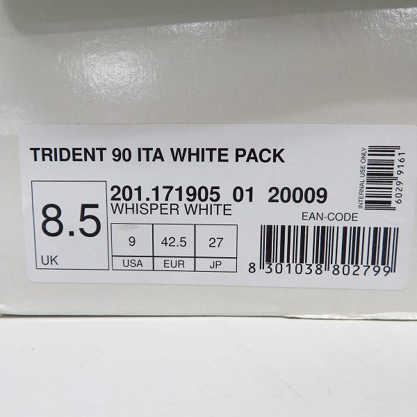 実際に弊社で買取させて頂いた【未使用】DIADORA/ディアドラ HERITAGE/ヘリテージ TRIDENT 90 ITA WHITE PACK スニーカー20009/27の画像 7枚目