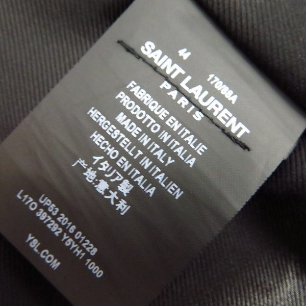 実際に弊社で買取させて頂いた【JPタグ】Saint Laurent Paris/サンローランパリ 16SS 牛革/カウレザー ダブルライダース ジャケット 397292 Y5YH1/44の画像 4枚目