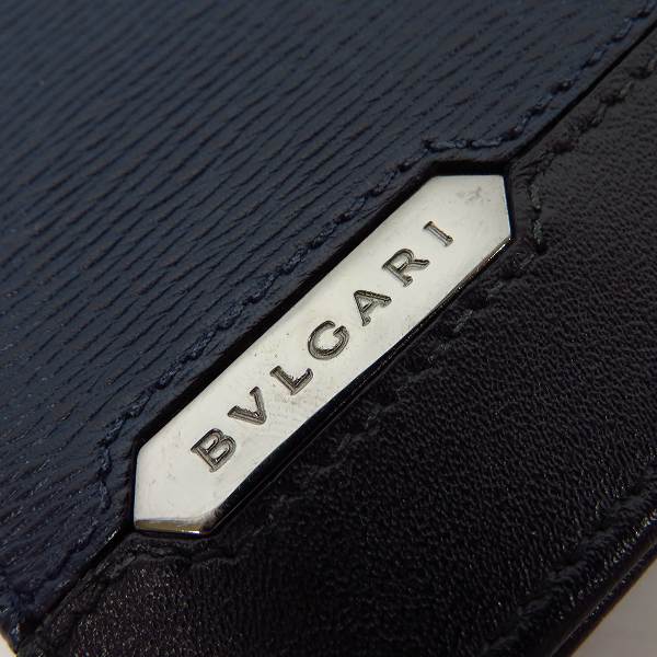 実際に弊社で買取させて頂いたBVLGARI/ブルガリ　二つ折り 長財布/ウォレット ネイビー×ブラックの画像 3枚目