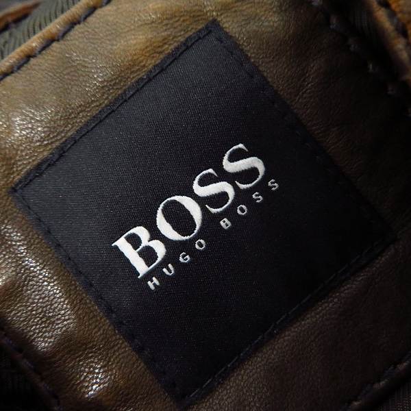 実際に弊社で買取させて頂いたHUGO BOSS/ヒューゴボス ラムレザー ライダースジャケット/40Rの画像 2枚目