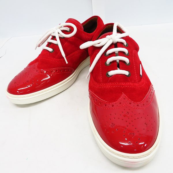 実際に弊社で買取させて頂いたJIMMY CHOO/ジミーチュウ パテント×スエード切り替えウィングチップスニーカー/44