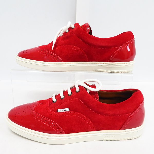 実際に弊社で買取させて頂いたJIMMY CHOO/ジミーチュウ パテント×スエード切り替えウィングチップスニーカー/44の画像 3枚目