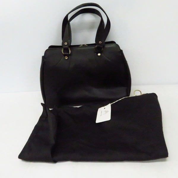 実際に弊社で買取させて頂いたBVLGARI/ブルガリ レザー/ハンドバッグ ブラックの画像 7枚目